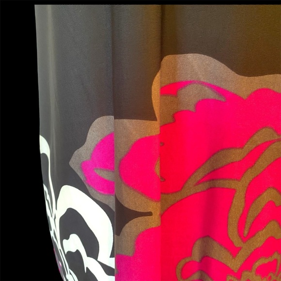 One-Shoulder Black and Pink Floral Dress - Picture 4 of 6